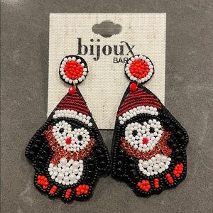 Beaded Santa Penguin Large Drop Earrings Bijoux Bar